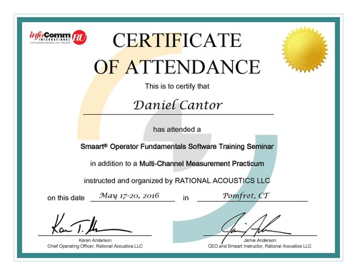 Smaartreg Operator Acoustic Software Certification